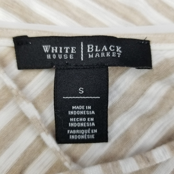 WHBM Lyocel Rayon Beige Stripe Sheer Top S - Picture 6 of 6